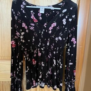 American Rag floral blouse black small
